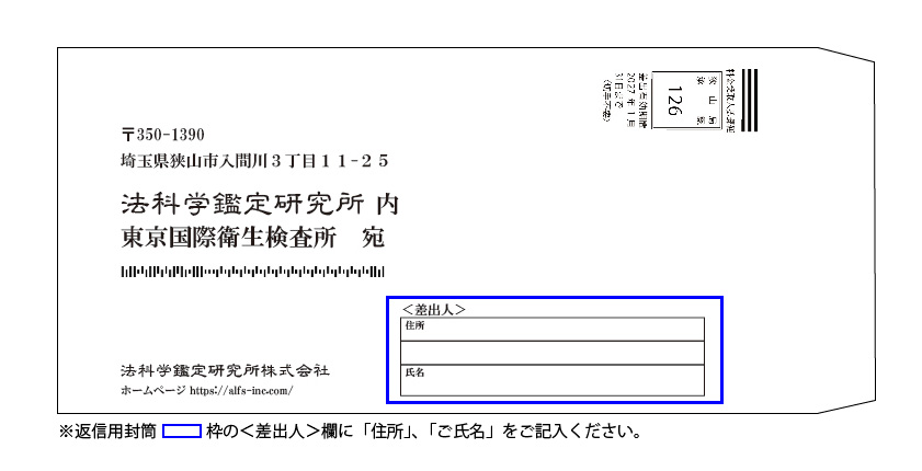 返信用封筒の記入例